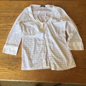 Venus cover up button & tie top white eyelet small